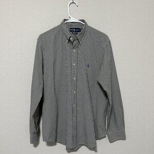 Ralph Lauren Button Down Shirt Mens Size Large Classic Fit Check White Black